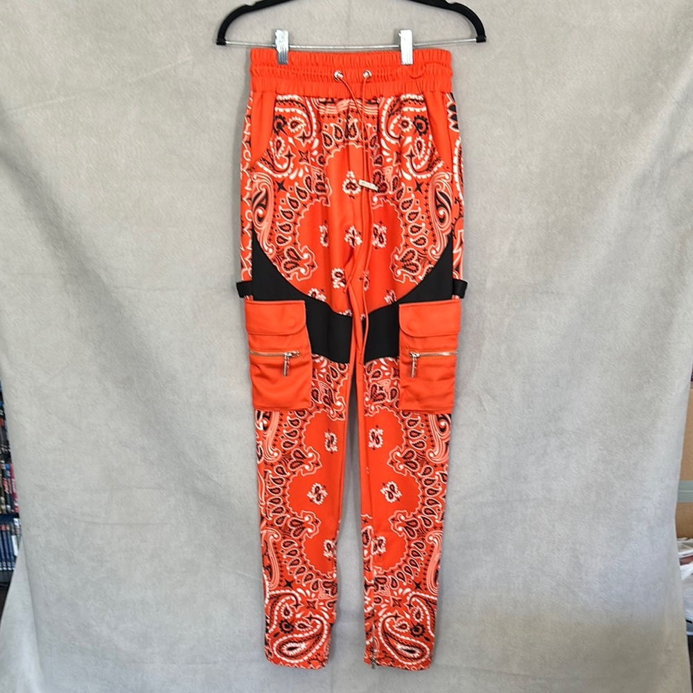 💥 Guapi Orange Bandana Print Cargo Pants. LIKE NEW‼️Size 32